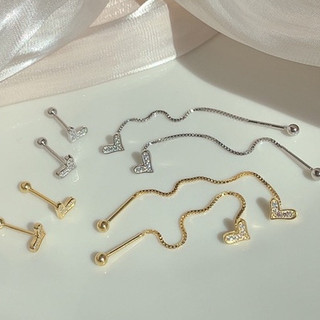 Khuyên tai bông tai tim đá dài bất đối xứng I 2 GIRLS ACCESSORIES I