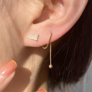 Khuyên tai bông tai tim đá dài bất đối xứng I 2 GIRLS ACCESSORIES I