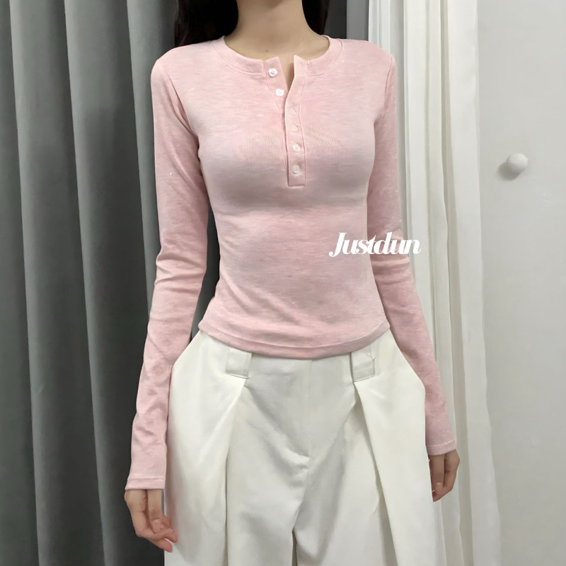 Áo Thun Nữ Tay Dài Ôm Body JUSTDUN T66 - Chất Len Tăm Lông Thỏ, Co Giãn 4 Chiều, Giữ Ấm Mềm Mịn | BigBuy360 - bigbuy360.vn