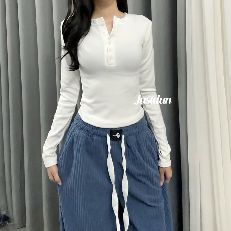 Áo Thun Nữ Tay Dài Ôm Body JUSTDUN T66 - Chất Len Tăm Lông Thỏ, Co Giãn 4 Chiều, Giữ Ấm Mềm Mịn | BigBuy360 - bigbuy360.vn