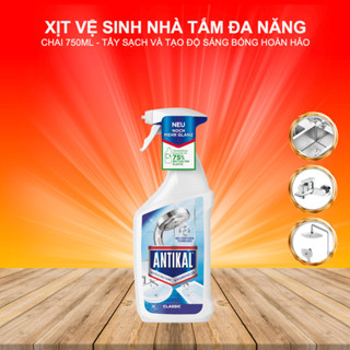 Chai Xịt Antikal vệ sinh tẩy cặn Canxi sen vòi Inox vách kính tắm đa năng nhập khẩu Đức chính hãng