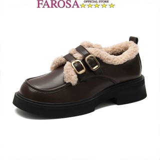  Giày loafer nữ cổ thấp đế răng cưa cao 5cm FAROSA -K72 Giày oxford da lỳ lót lông cực hót tôn dáng 