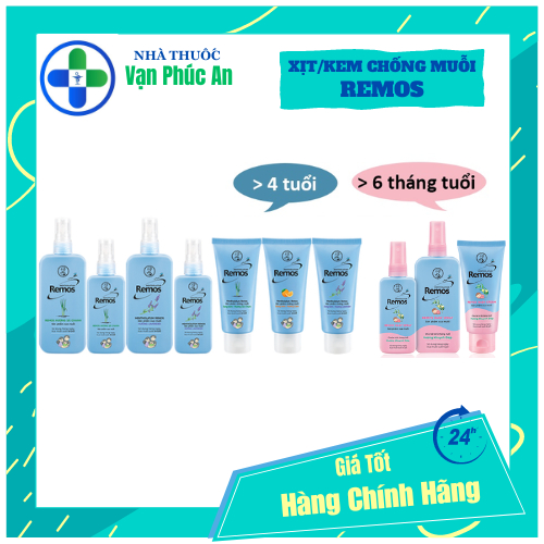 REMOS chống muỗi dạng kem và xịt - Hương lavender, Sả chanh, Cam an toàn cho cả trẻ em và người lớn