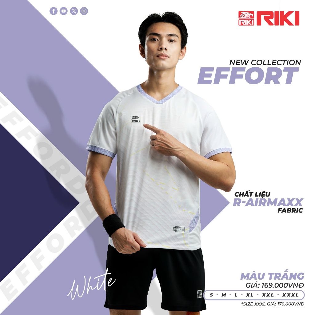 Bộ Quần Áo Đá Bóng Cao Cấp Riki Effort - Chống Nhăn Xù, Phai Màu