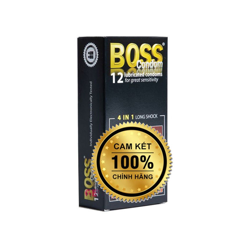 Bao cao su kéo dài thời gian quan hệ có gân và gai Boss 4 in 1 [Hộp 12 cái]