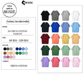 Áo Thun Nam Nữ 40-120kg Thời Trang Bigsize Unisex Thun TC và Cotton