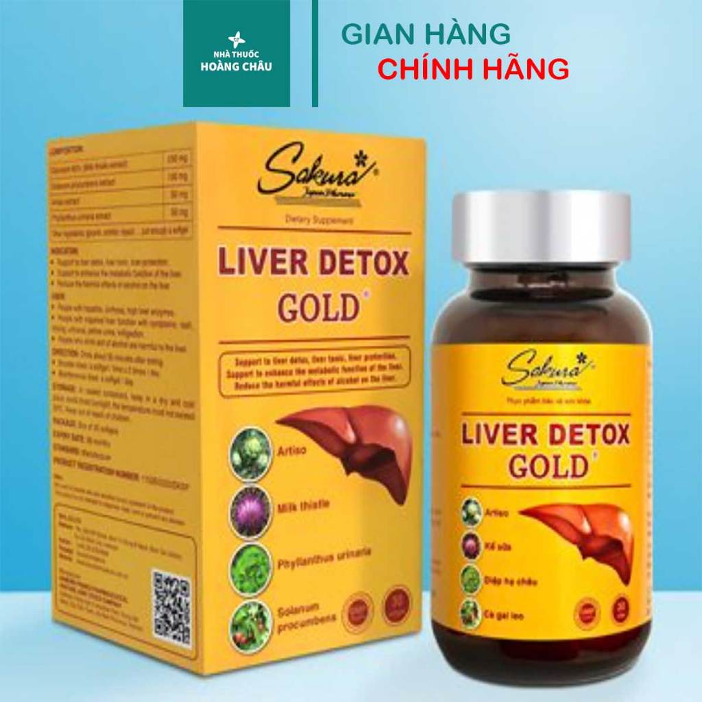 Viên Giải Độc Gan Sakura Liver Detox Gold - Giúp Hạ Men Gan, Tăng Cường Chức Năng Gan (Lọ 30 viên)