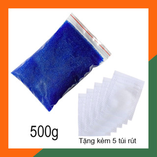 Hạt hút ẩm máy ảnh, hạt chống ẩm máy ảnh màu xanh gói 500g (tặng kèm 5 túi vải)
