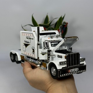  Mô hình xe đầu kéo Mỹ hạng nặng tỷ lệ 1:24 bằng kim loại có đèn và chạy cót Tặng biển số VIP 