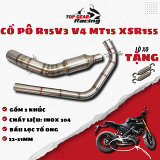 Cổ Pô R15v3 R15v4 MT15 XSR 155 Bầu Tổ Ong Inox 304 Kèm Lò Xo Họng 51mm <TOPGEAR>