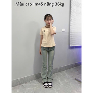 (LOE NẤM LÙN) QUẦN JEANS NỮ ỐNG LOE MÀU XANH BỤI HÀNG NẤM LÙN ( dài 95cm )