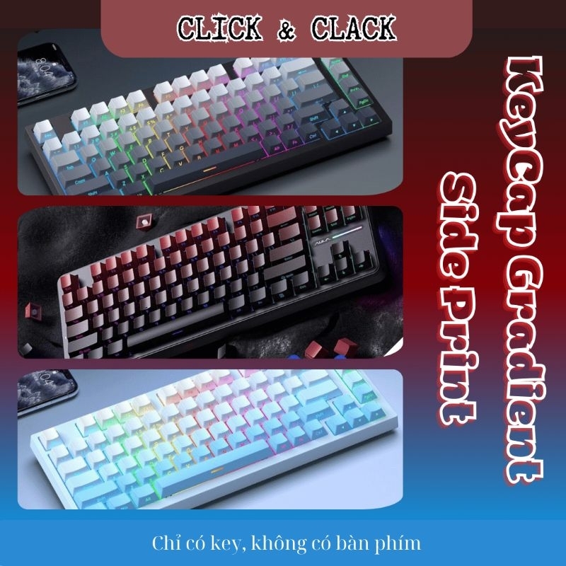  Keycap xuyên led gradient ninja  Side Print  mạch xuôi - Cherry Profile - PBT doubleshot Dùng Cho Bàn Phím Cơ Led RGB 