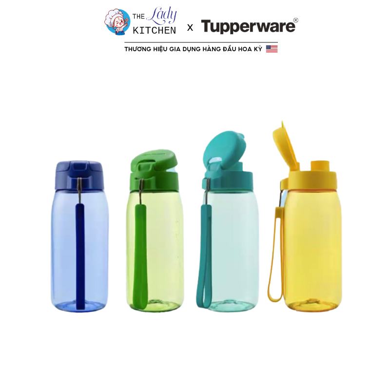 Bình nước Lohas Flask 550ml Tupperware chịu nhiệt 110 độ, Bình làm detox, nước ép hoa quả, an toàn s