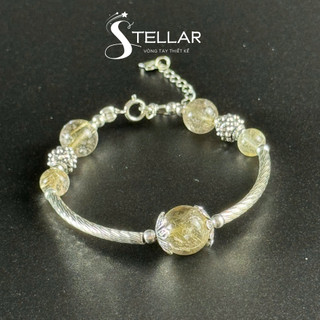  Vòng tay Bạc S925 Đá Thạch Anh Tóc Vàng Riches Stellar May Mắn Thu Hút Tài Lộc. 