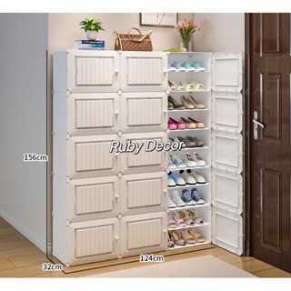 TỦ NHỰA ĐỰNG GIÀY DÉP 30 NGĂN(để được 60 đôi) cửa 3D- Ruby Decor