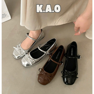 Mary Jane Giày Nữ Bạc Ba Lê Mũi Tròn Nơ Kiểu Pháp Tiểu Thư Phong Cách Mùa Đông - Tiệm nhà KAO