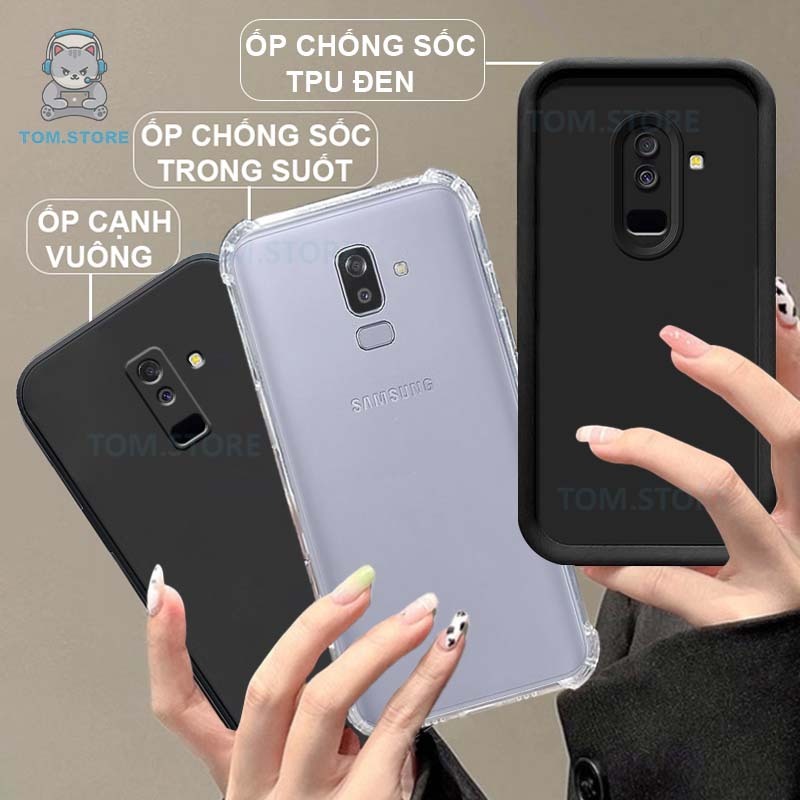 Ốp lưng Samsung J8, A6 , A6 PLUS, A6+, A8, A8 PLUS, A8+ chống sốc đen,TPU viền vuông,chống sốc trong