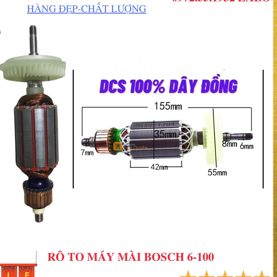 Roto máy mài bosch 6-100 dây đồng thay thế các hãng