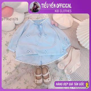 Quần áo trẻ em, Quần áo thu đông bé gái, chất thô mềm thêu hoa 9-26kg S1678 | Tiểu Yến KID