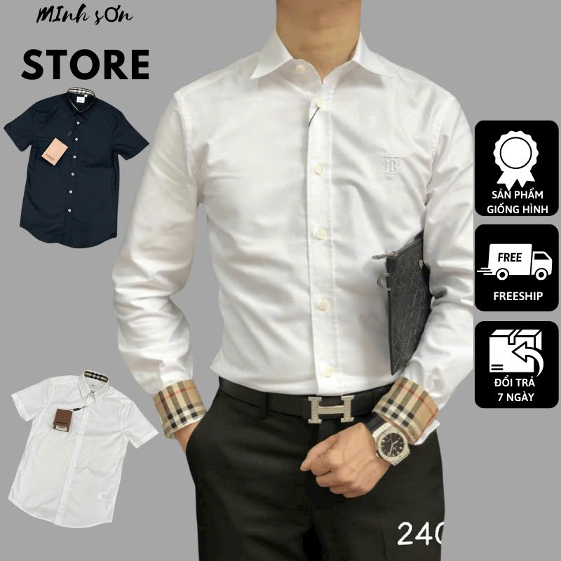 áo sơ mi nam công sở cao cấp BBR cao cấp phối cổ và hoạ tiết thêu bbr trước ngực sắc nét bền bỉ