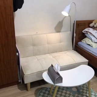 Sofa Bed Mini 1m2 Chất Vải Màu Trắng Kem Sang Trọng - Ghế Salon Nhỏ Decor Phòng Xinh Xắn