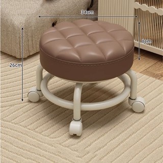 Ghế tròn xoay bệt có bánh xe xoay 360 độ, Ghế đẩu đa năng chất liệu da PU êm ái,bản to chân sắt
