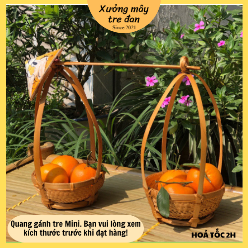 Quang gánh tre mini (tặng kèm nón vẽ ) trang trí decor cực xinh