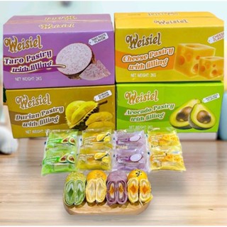 [mua 4 giảm 10k] Bánh pía tan chảy đủ vị, bánh pía trứng muối/phô mai/khoai môn/sầu riêng/bơ 50g