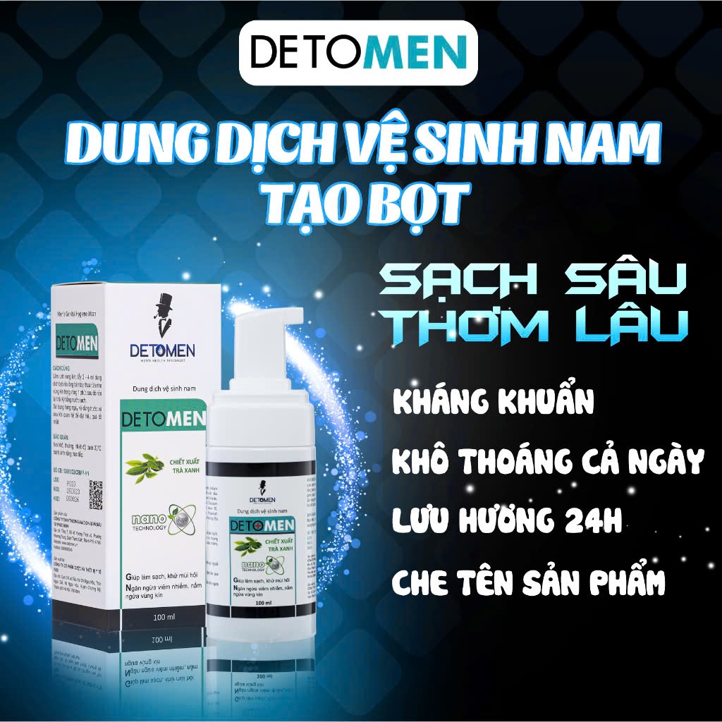 Dung Dịch Vệ Sinh Nam Detomen Nano Bạc Hương Bạc Hà Ngăn Ngừa Mùi Hiệu Quả 100ml | Detomen.Storee