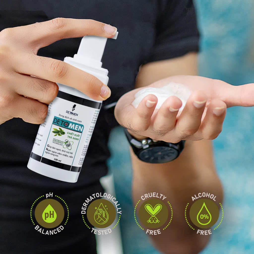 Dung Dịch Vệ Sinh Nam Detomen Nano Bạc Hương Bạc Hà Ngăn Ngừa Mùi Hiệu Quả 100ml | Detomen.Storee