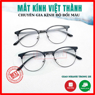   Có sẵn độ cận Gọng kính cận nửa viền tròn mắt kính lắp được cận viễn loạn theo yêu cầu Mắt Kính Việt Thành N6214 