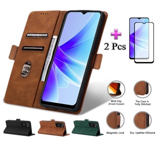 Bao Da 2 Trong 1 Ốp Lưng Cho Điện Thoại OPPO A77S Bao Da Đơn Giản Kèm Màng Bảo Vệ Gốm