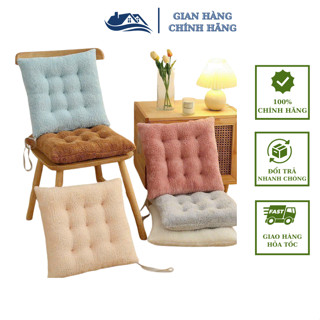  Đệm ngồi bệt đệm lót ghế lông dày dặn mềm mại có dây cố định vào ghế 