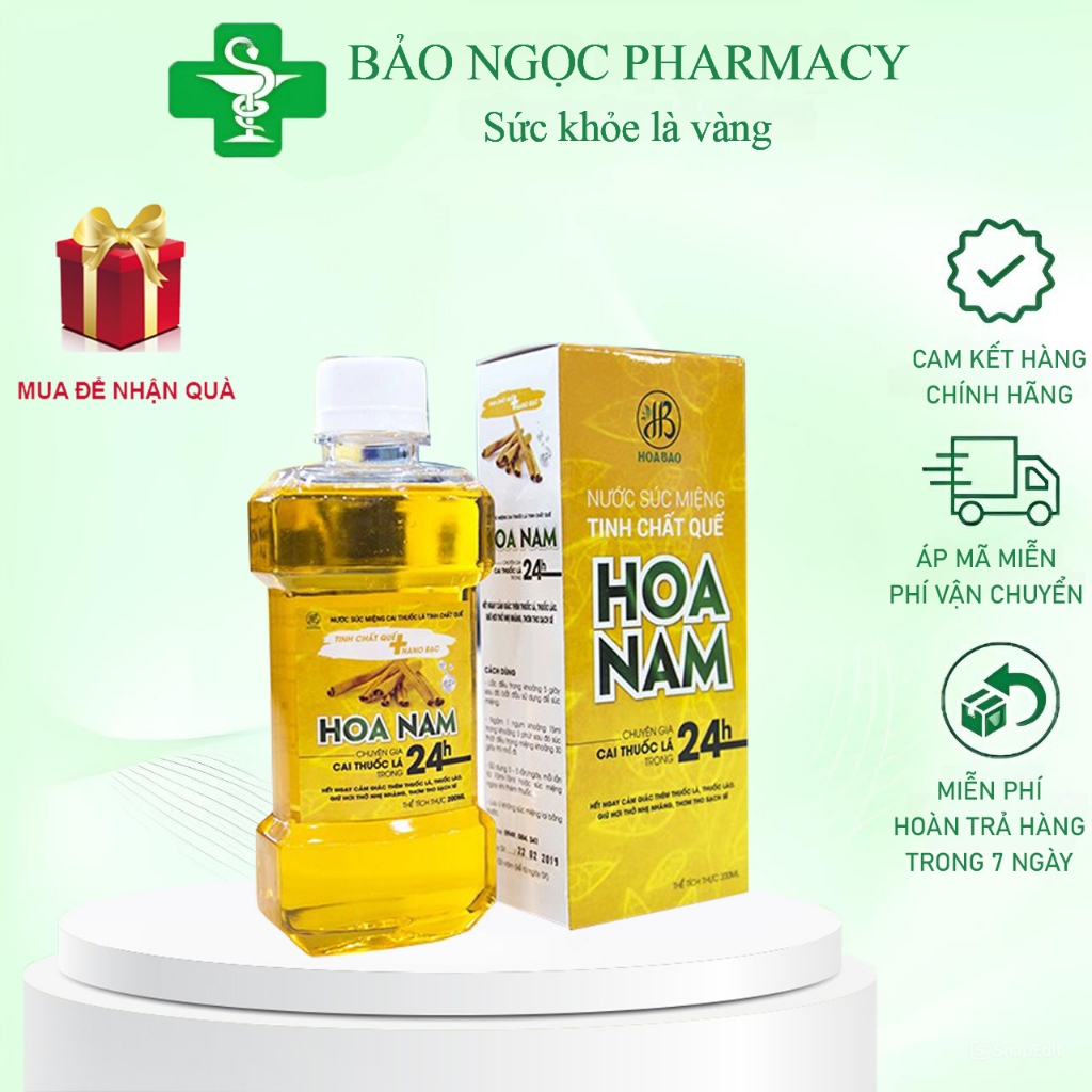 [CHÍNH HÃNG] Nước súc miệng Hoa Nam tinh dầu quế chai 180ml