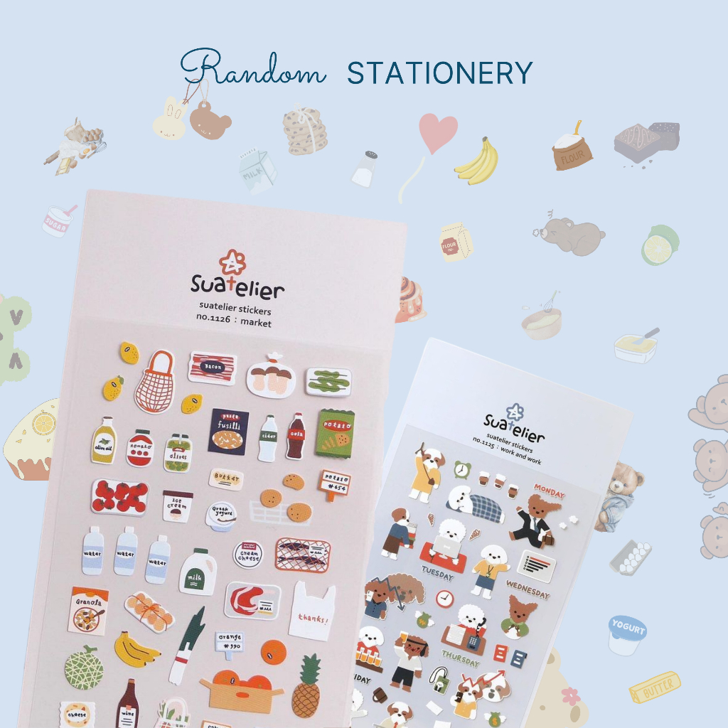 Sticker Giấy SUATELIER Sticker Dán Cute Hàn Quốc Trang Trí DIY Sổ Tay Tập Vở Lịch Để Bàn