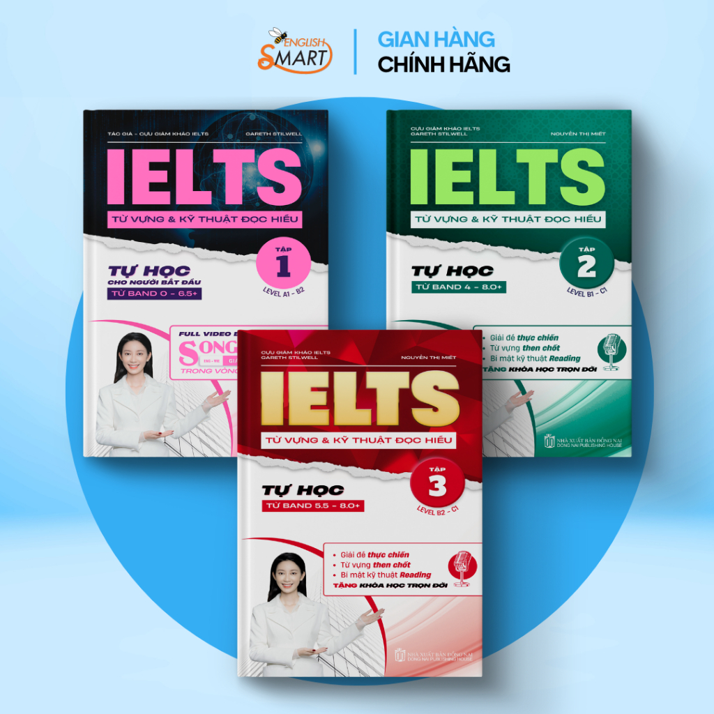 Combo 3 Sách IELTS Giải Đề Thực Chiến IELTS READING Chi Tiết, Từ Vựng Và Kỹ Thuật Đọc Hiểu Tập 1,2 v