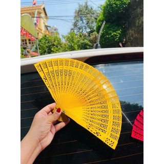 (ĐS)Quạt gỗ xếp (đỏ, vàng, xanh, gỗ), sét quạt giấy đầu lân, quạt hoa, CMNM....  trang trí tháp oản, Decor....