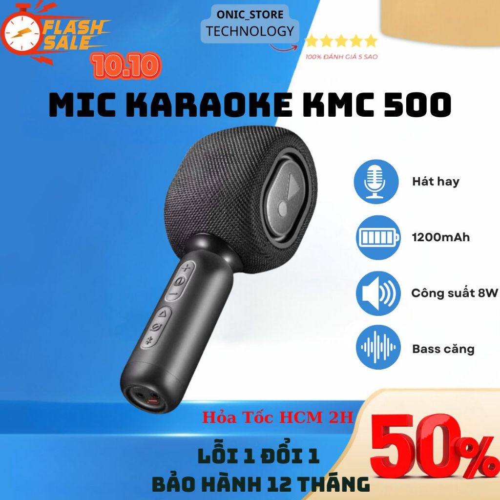 Mic Hát Karaoke Bluetooth JBL KMC500 Bắt Âm Thanh Cực Tốt, Pin 4H Liên Tục, Thiết Kế Sang Trọng - Onic_Store