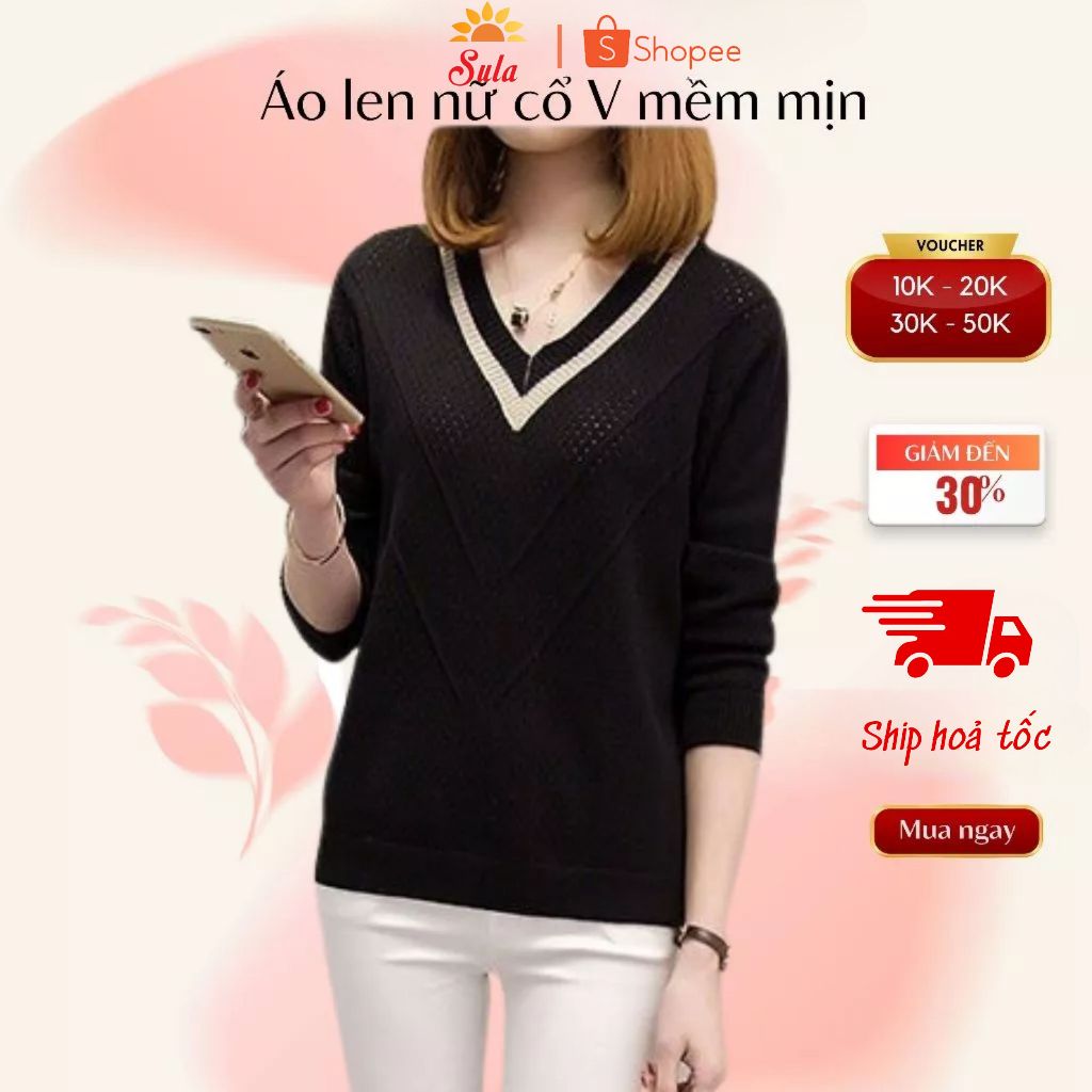 Áo len nữ SULA đẹp cổ V cách điệu