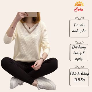 Áo len nữ SULA đẹp cổ V cách điệu