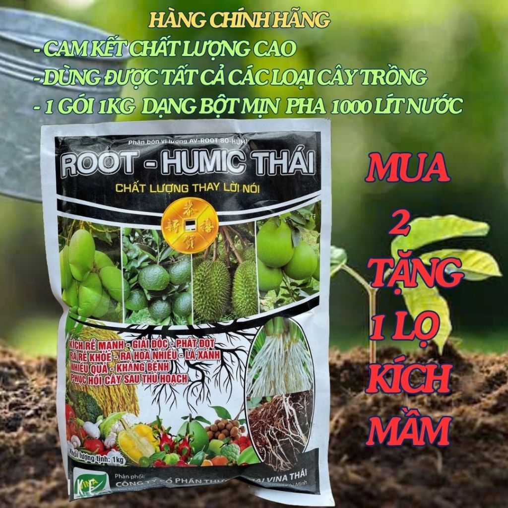 HUMIC THÁI 1KG PHA 1000 LÍT NƯỚC MUA 2 TẶNG 1 KÍCH MẦM 20ML, CAM KẾT CHẤT LƯỢNG