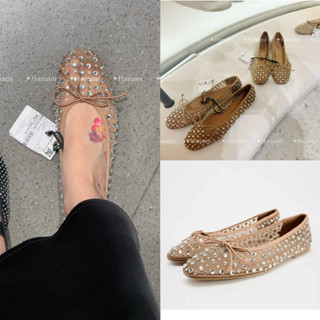 Giày búp bê Z R đính đá vải mềm mũi nơ (FORM TO) giày bệt nữ êm chân