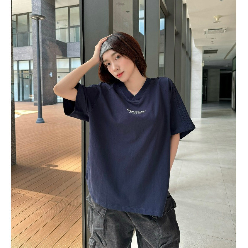 Áo Thun Boxy Raglan Local Brand NEVASOME V-Neck Sọc Tay Cotton 260 gsm Tay Lỡ Form Boxy Rộng Nam Nữ | BigBuy360 - bigbuy360.vn