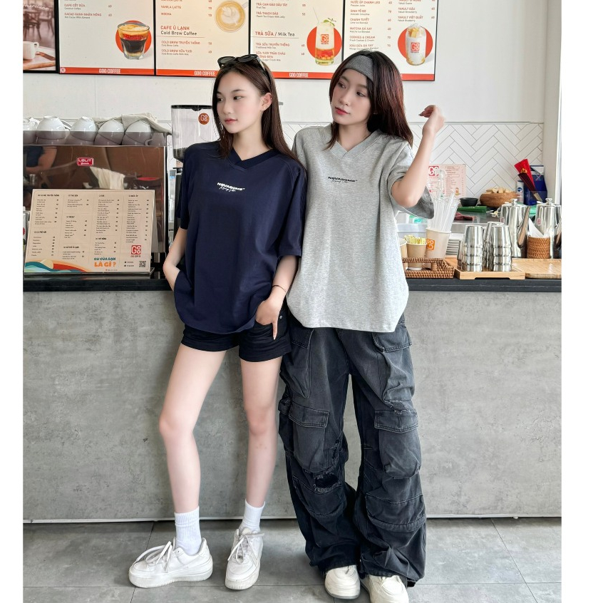 Áo Thun Boxy Raglan Local Brand NEVASOME V-Neck Sọc Tay Cotton 260 gsm Tay Lỡ Form Boxy Rộng Nam Nữ | BigBuy360 - bigbuy360.vn