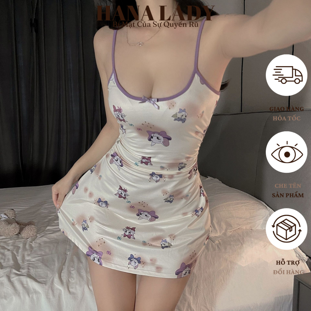 Váy Ngủ - Đầm Thun Mặc Nhà, Đi Chơi Họa Tiết Nàng Mèo Toodles Galore Dễ Thương VN596 | BigBuy360 - bigbuy360.vn