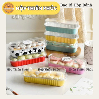  100 Hộp thiếc chữ nhật nhiều màu - đế bạc nướng bánh trực tiếp - hộp đựng bánh mousse - tiramisu - bánh ngọt các loại 