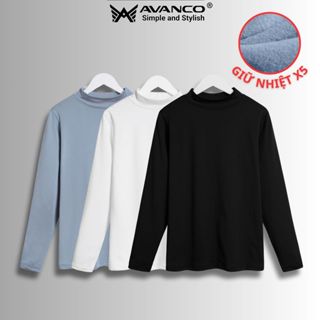 Áo thun giữ nhiệt nam cổ cao 3cm lót nỉ co giãn 4 chiều form ôm vừa mặc cực đẹp av AVANCO