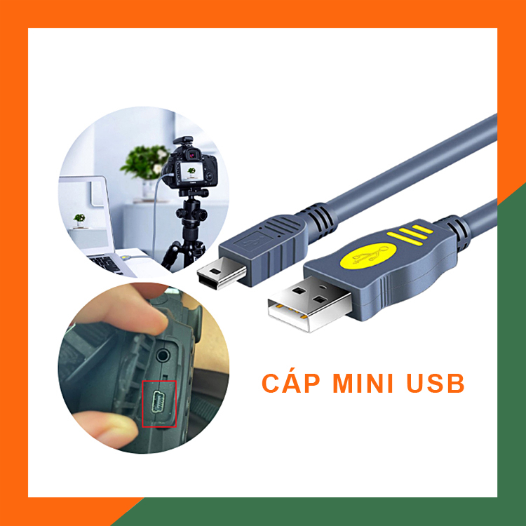 Cáp Mini USB cho máy ảnh, máy tính