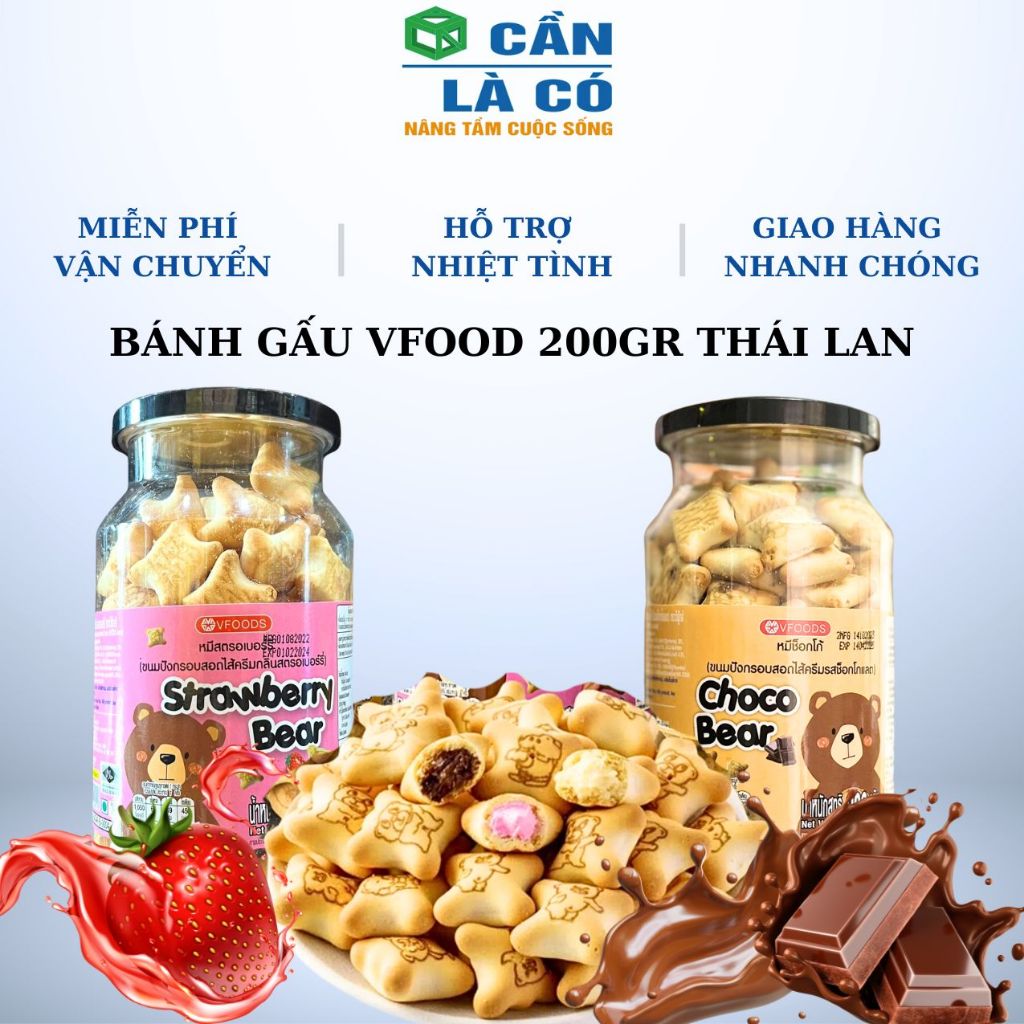 Bánh Gấu Vfood Vị Dâu/ Socola 200gr Thái Lan