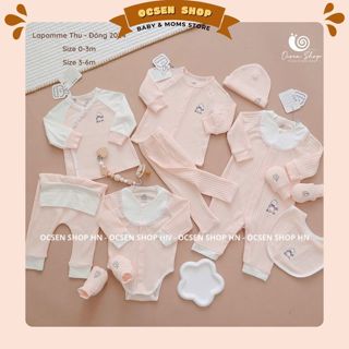 (HỒNG) Bộ quần áo dài cúc lệch/cúc thẳng/body dài/body chip dài/ bộ liền thân LaPomme in hình thú